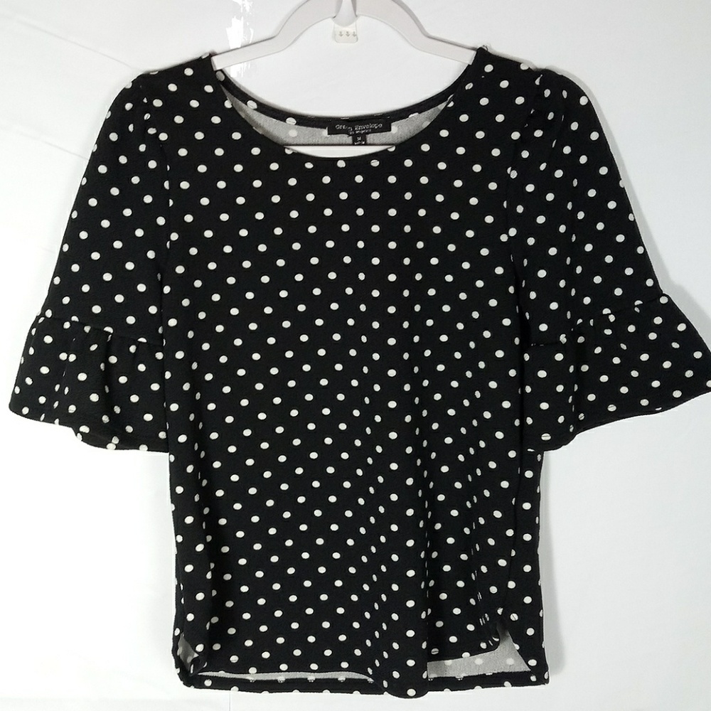 2 for $15 GREEN ENVELOPE Polka Dot Top